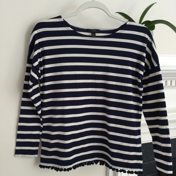 J. Crew Stripe T Shirt With Pom Pom - Picture 4 of 8